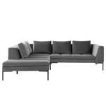 Ecksofa MADISON mit Ottomane Samt - Samt Shyla: Grau - Breite: 255 cm - Ottomane davorstehend links