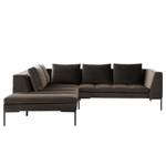 Ecksofa MADISON mit Ottomane Samt - Samt Shyla: Taupe - Breite: 255 cm - Ottomane davorstehend links