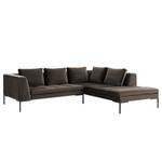 Ecksofa MADISON mit Ottomane Samt - Samt Shyla: Taupe - Breite: 255 cm - Ottomane davorstehend rechts