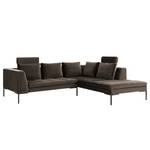 Ecksofa MADISON mit Ottomane Samt - Samt Shyla: Taupe - Breite: 255 cm - Ottomane davorstehend rechts