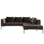 Ecksofa MADISON mit Ottomane Samt - Samt Shyla: Taupe - Breite: 255 cm - Ottomane davorstehend rechts