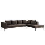 Ecksofa MADISON mit Ottomane Samt - Samt Shyla: Taupe - Breite: 319 cm - Ottomane davorstehend rechts