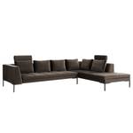 Ecksofa MADISON mit Ottomane Samt - Samt Shyla: Taupe - Breite: 319 cm - Ottomane davorstehend rechts