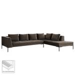 Ecksofa MADISON mit Ottomane Samt - Samt Shyla: Taupe - Breite: 319 cm - Ottomane davorstehend rechts