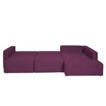 Ecksofa Mandalay II (mit Schlaffunktion) Webstoff - Stoff Zahira: Aubergine - Ottomane davorstehend rechts