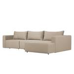 Ecksofa Mandalay II (mit Schlaffunktion) Webstoff - Stoff Zahira: Beige-Grau - Ottomane davorstehend rechts