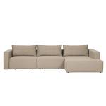 Ecksofa Mandalay II (mit Schlaffunktion) Webstoff - Stoff Zahira: Beige-Grau - Ottomane davorstehend rechts