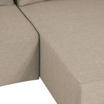 Ecksofa Mandalay II (mit Schlaffunktion) Webstoff - Stoff Zahira: Beige-Grau - Ottomane davorstehend rechts