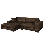 Ecksofa Mandor Antiklederlook Braun - Longchair davorstehend links