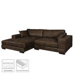 Ecksofa Mandor Antiklederlook Braun - Longchair davorstehend links