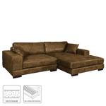 Ecksofa Mandor Antiklederlook Cognac - Longchair davorstehend rechts