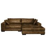 Ecksofa Mandor Antiklederlook Cognac - Longchair davorstehend rechts