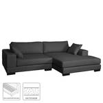 Ecksofa Mandor Strukturstoff Anthrazit - Longchair davorstehend rechts