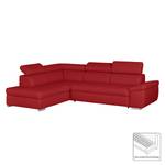 Ecksofa Manono Echtleder / Kunstleder Rot - Longchair davorstehend links - Keine Funktion