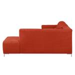 Boxspring-Ecksofa Maradi Webstoff Ziegelrot - Longchair davorstehend rechts - Keine Funktion