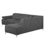 Boxspring-Ecksofa Maradi Webstoff Dunkelgrau - Longchair davorstehend rechts - Sitztiefenverstellung