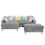 Ecksofa Margate Microfaser Microfaser - Grau - Longchair davorstehend links - Mit Hocker