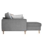 Ecksofa Margate Microfaser Grau - Longchair davorstehend links - Mit Hocker