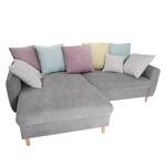 Ecksofa Margate Microfaser Microfaser - Grau - Longchair davorstehend links - Mit Hocker