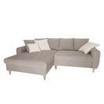 Ecksofa Margate Microfaser Taupe - Longchair davorstehend links - Mit Hocker