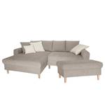 Ecksofa Margate Microfaser Taupe - Longchair davorstehend links - Mit Hocker