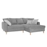 Ecksofa Margate Microfaser Grau - Longchair davorstehend rechts - Mit Hocker