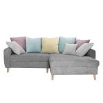 Ecksofa Margate Microfaser Grau - Longchair davorstehend rechts - Mit Hocker