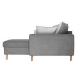 Ecksofa Margate Microfaser Grau - Longchair davorstehend rechts - Mit Hocker