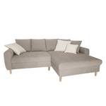 Ecksofa Margate Microfaser Taupe - Longchair davorstehend rechts - Mit Hocker