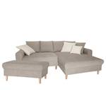 Ecksofa Margate Microfaser Microfaser - Taupe - Longchair davorstehend rechts - Mit Hocker