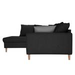 Ecksofa Margate Webstoff Webstoff - Anthrazit - Ottomane davorstehend links - Mit Hocker