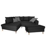 Ecksofa Margate Webstoff Anthrazit - Ottomane davorstehend links - Mit Hocker