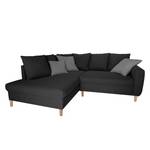 Ecksofa Margate Webstoff Anthrazit - Ottomane davorstehend links - Mit Hocker