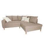 Ecksofa Margate Webstoff Webstoff - Beige - Ottomane davorstehend rechts - Mit Hocker