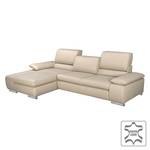 Ecksofa Masca II Echtleder Echtleder - Beige - Longchair davorstehend links - Keine Funktion