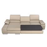 Ecksofa Masca II Echtleder Echtleder - Beige - Longchair davorstehend links - Schlaffunktion