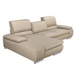 Ecksofa Masca II Echtleder Echtleder - Beige - Longchair davorstehend links - Keine Funktion