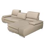 Ecksofa Masca II Echtleder Echtleder - Beige - Longchair davorstehend rechts - Schlaffunktion