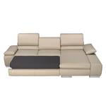 Ecksofa Masca II Echtleder Beige - Longchair davorstehend rechts - Schlaffunktion