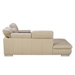 Ecksofa Masca I Echtleder Beige - Longchair davorstehend links - Keine Funktion