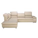 Ecksofa Masca I Echtleder Beige - Longchair davorstehend links - Keine Funktion