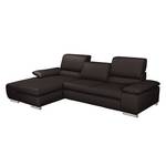 Ecksofa Masca II Echtleder Mokka - Longchair davorstehend links - Keine Funktion