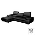 Ecksofa Masca II Echtleder Echtleder - Schwarz - Longchair davorstehend links - Schlaffunktion