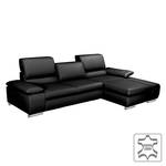 Ecksofa Masca II Echtleder Echtleder - Schwarz - Longchair davorstehend rechts - Schlaffunktion