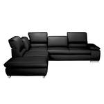 Ecksofa Masca Kunstleder Schwarz - Ottomane davorstehend links Faro_2.5AT/Bett-Kombiecke_li_Campos 7006 schwarz