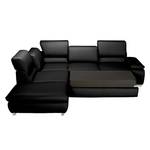 Ecksofa Masca Kunstleder Schwarz - Ottomane davorstehend links Faro_2.5AT/Bett-Kombiecke_li_Campos 7006 schwarz