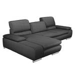 Ecksofa Masca II Strukturstoff Anthrazit - Longchair davorstehend links - Keine Funktion