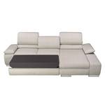 Ecksofa Masca II Strukturstoff Beige - Longchair davorstehend rechts - Schlaffunktion