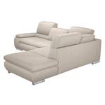 Ecksofa Masca I Strukturstoff Beige - Longchair davorstehend rechts - Schlaffunktion