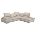 Ecksofa Masca I Strukturstoff Beige - Longchair davorstehend rechts - Schlaffunktion